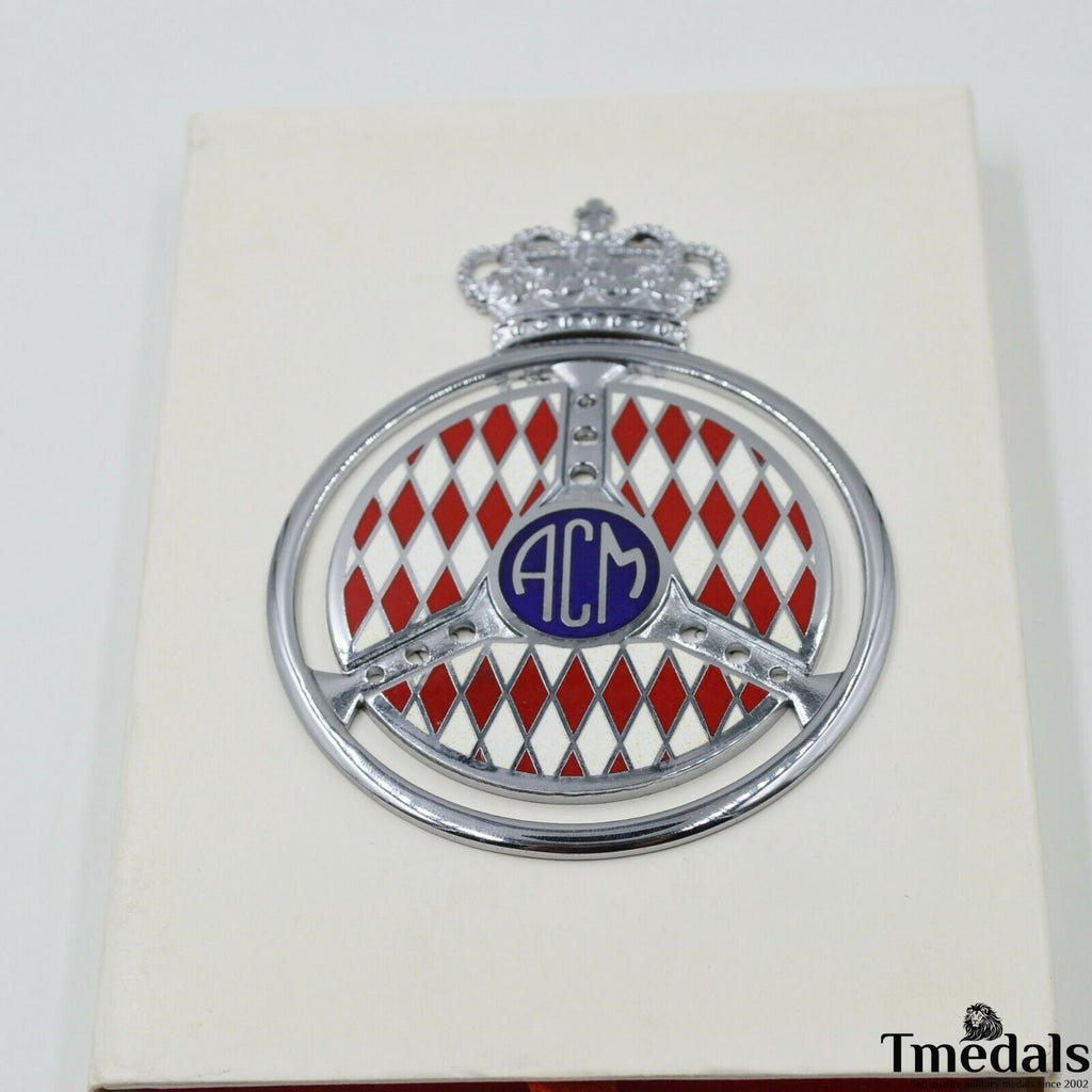 Original Automobile Club de Monaco (ACM) Grille Badge – Brass & Hard Enamel, Cased detail view 6