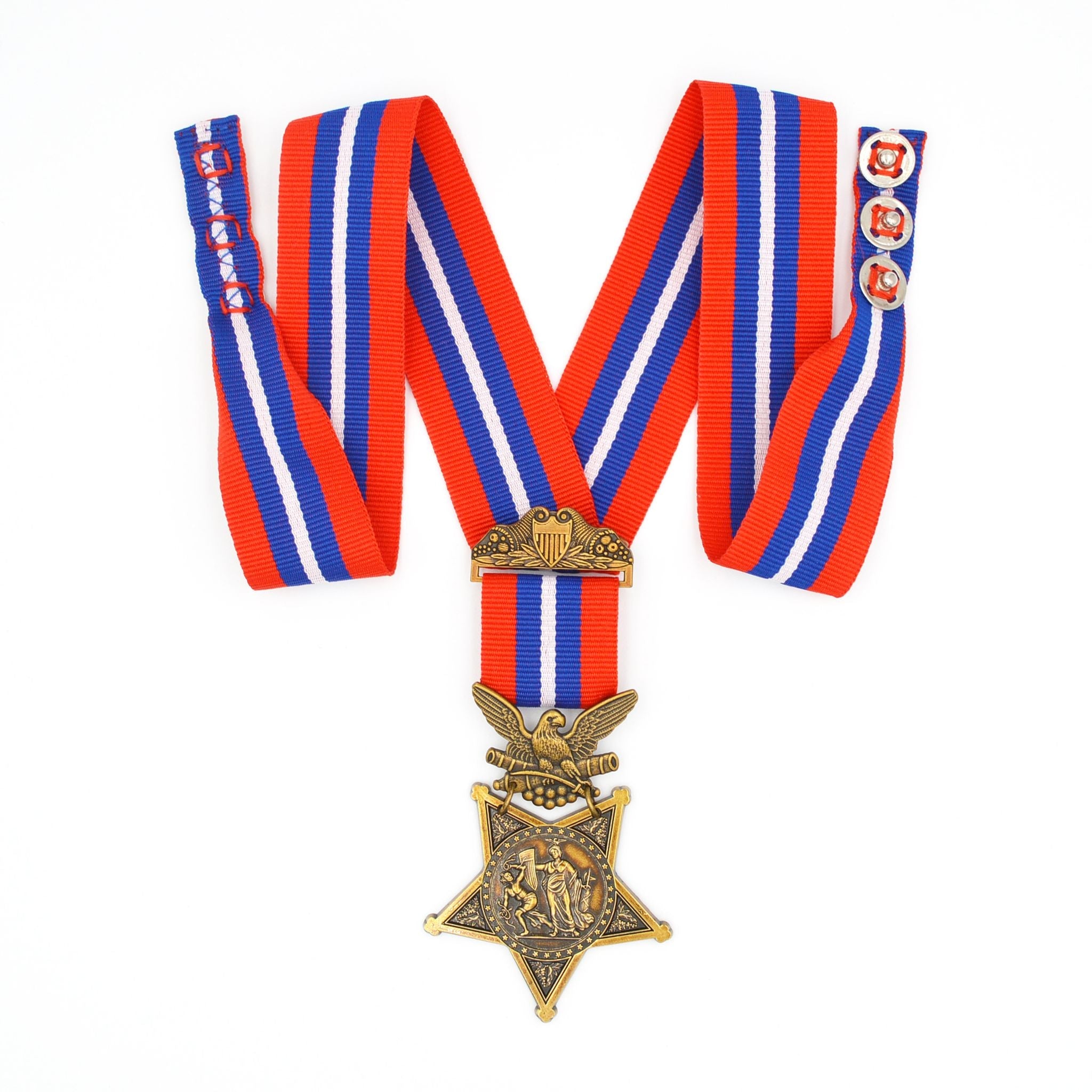 U.S. Medal of Honor Army 1896 – 1904 Type II Neck Ribbon Cravat – Full-Size Brass replica