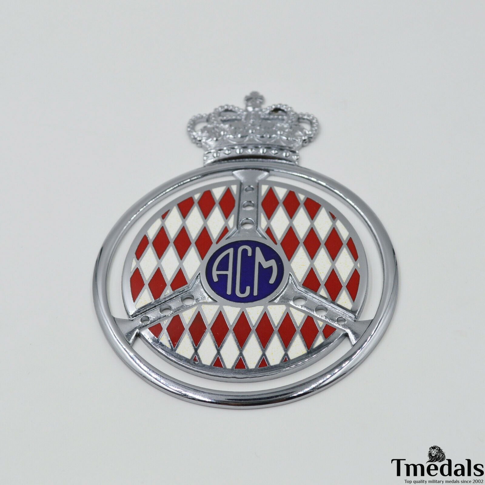 Original Automobile Club de Monaco (ACM) Grille Badge – Brass & Hard Enamel, Cased detail view 7