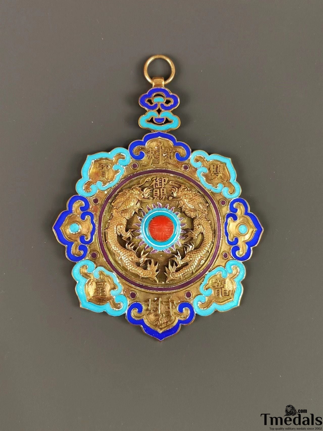 Chinese Qing Dynasty silver Order of the Double Dragon China Medal Badge replica