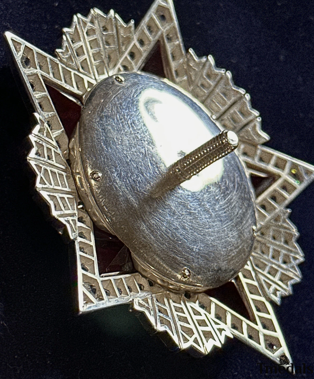 USSR Order of Victory Medal 925 Silver Real Enamel Ruby Moissanite detail view 4