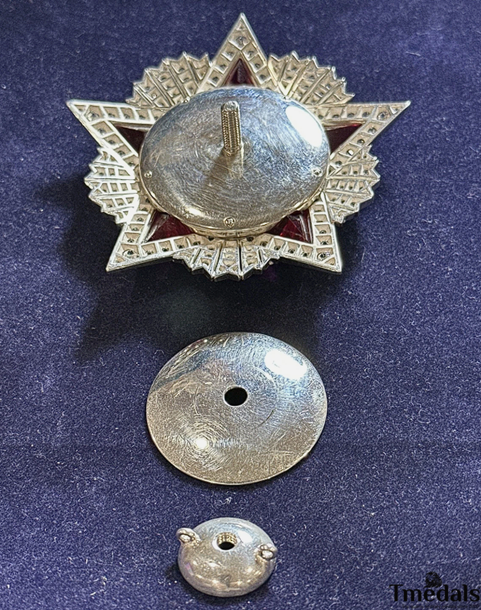 USSR Order of Victory Medal 925 Silver Real Enamel Ruby Moissanite detail view 6