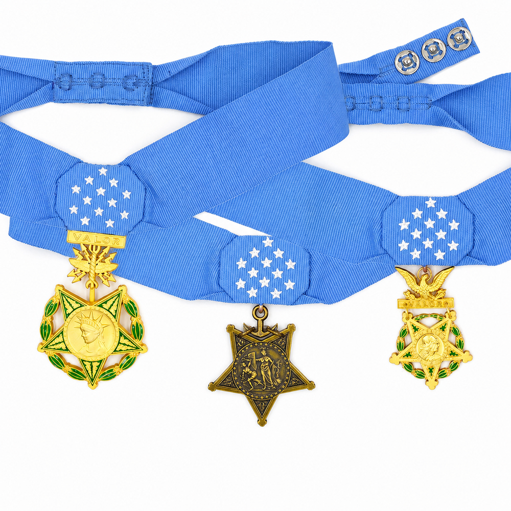 U.S. Medal of Honor Army, Navy, Air Force Current Versions – Full-Size 3-Medal Set replica