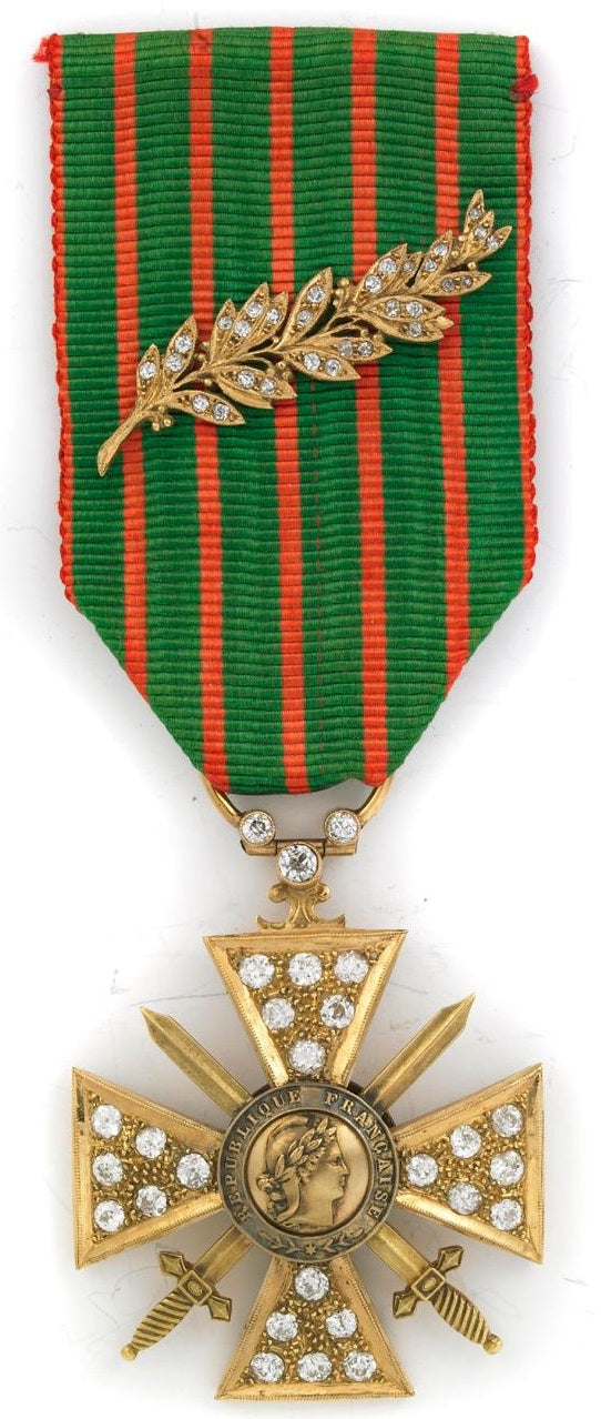 France Croix de Guerre 1914 – 1918 with Diamonds – Marshal Foch – 925 Silver detail view 24