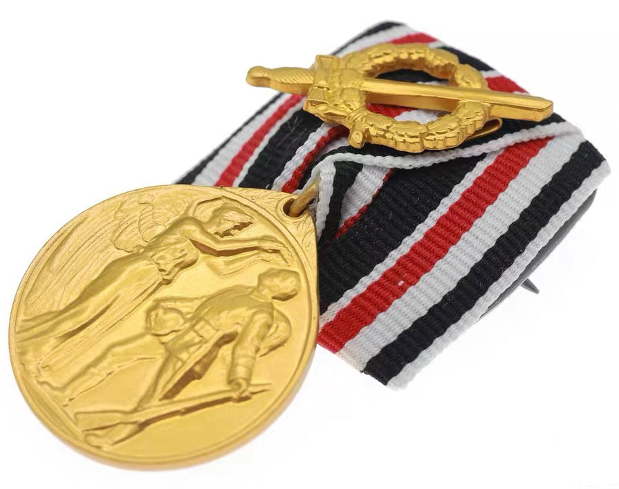 WWI German Veteran Medal Fürs Vaterland 1914 Ribbon Bar Swords detail view 2