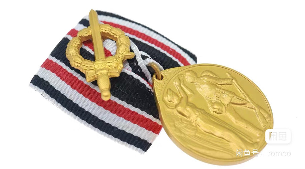 WWI German Veteran Medal Fürs Vaterland 1914 Ribbon Bar Swords detail view 3