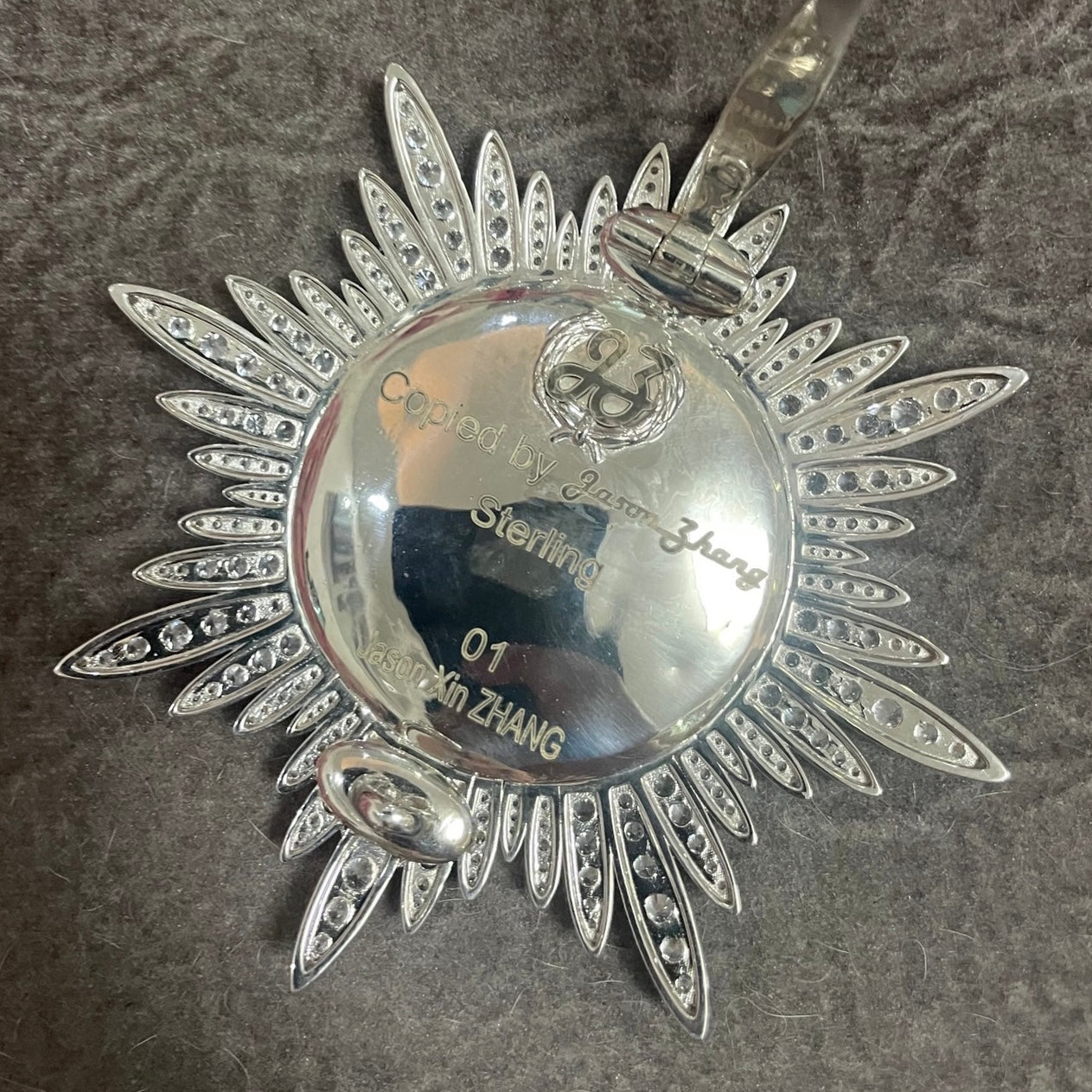 British Order of the Garter Star, 925 Sterling Silver, Enamel detail view 4