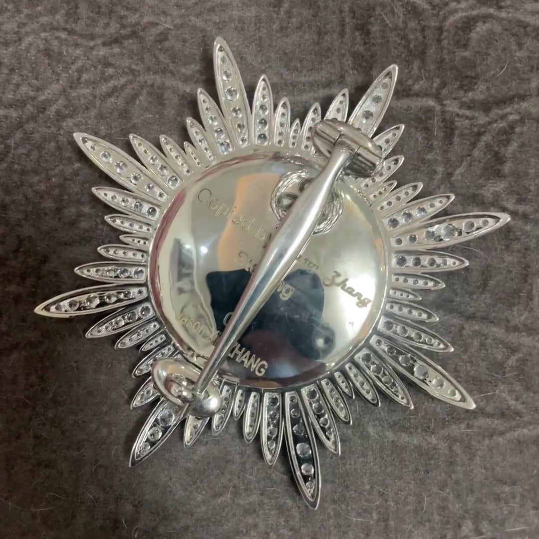 British Order of the Garter Star, 925 Sterling Silver, Enamel detail view 6