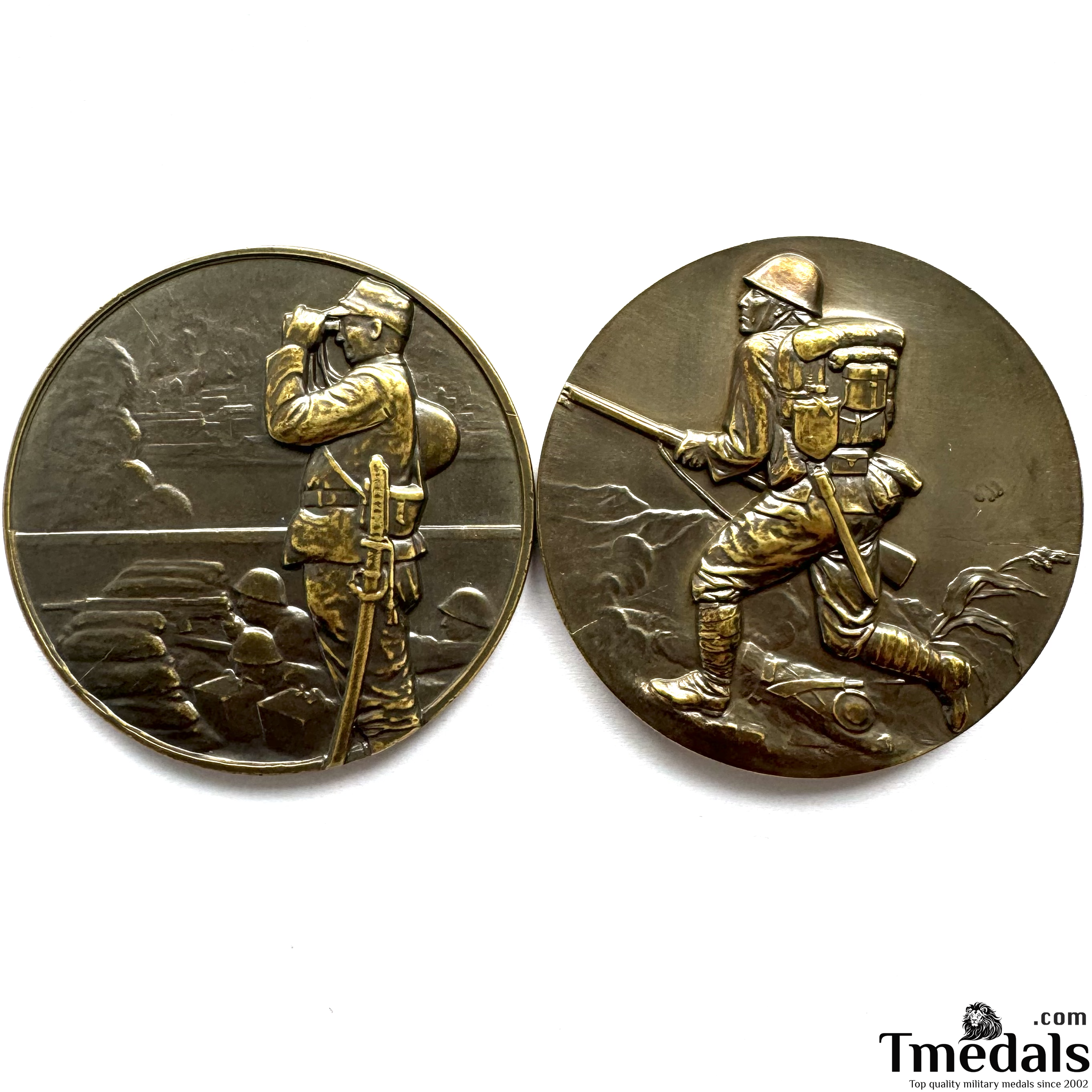 Pair of WWII Japanese China Incident Commemorative Medals – Brass Set detail view 2
