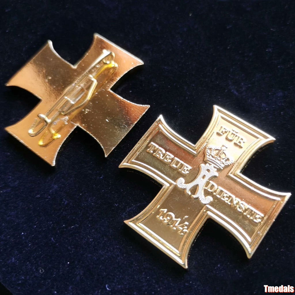 Gold Prussian Cross 1914 "Für Treue Dienste" Badge – WWI Loyal Service detail view 2