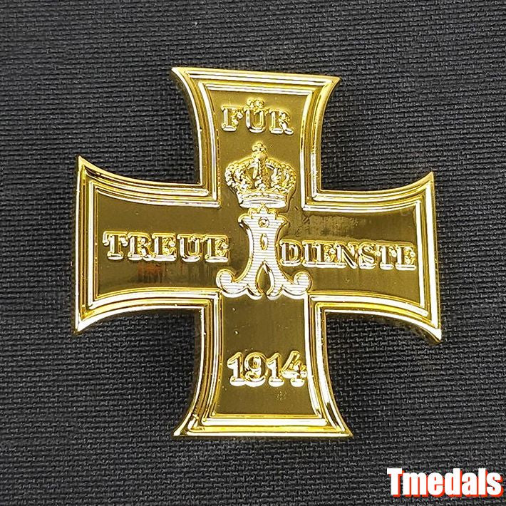 Gold Prussian Cross 1914 "Für Treue Dienste" Badge – WWI Loyal Service detail view 3