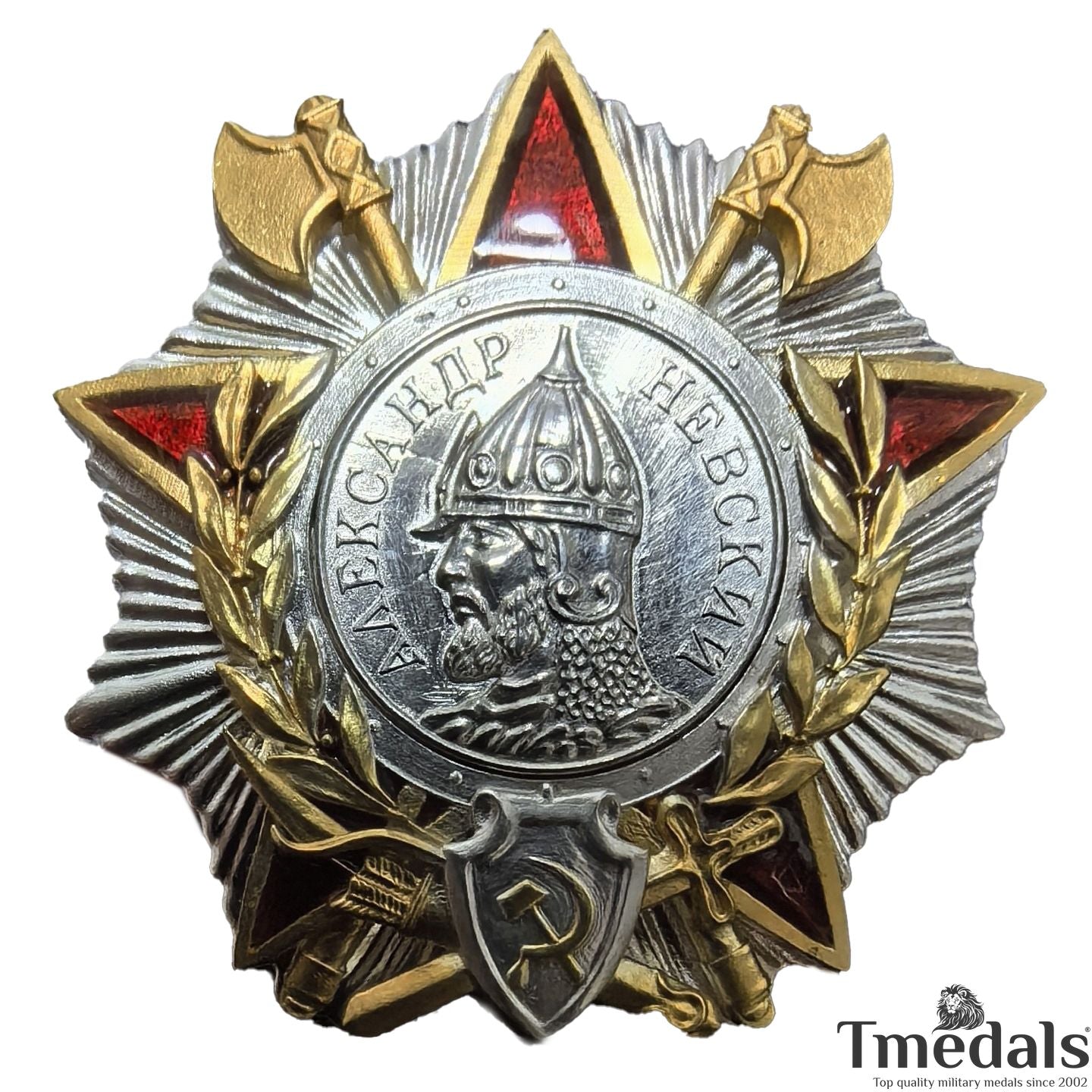 Order of Alexander Nevsky Medal – USSR WWII in 925 Silver + Real Enamel replica