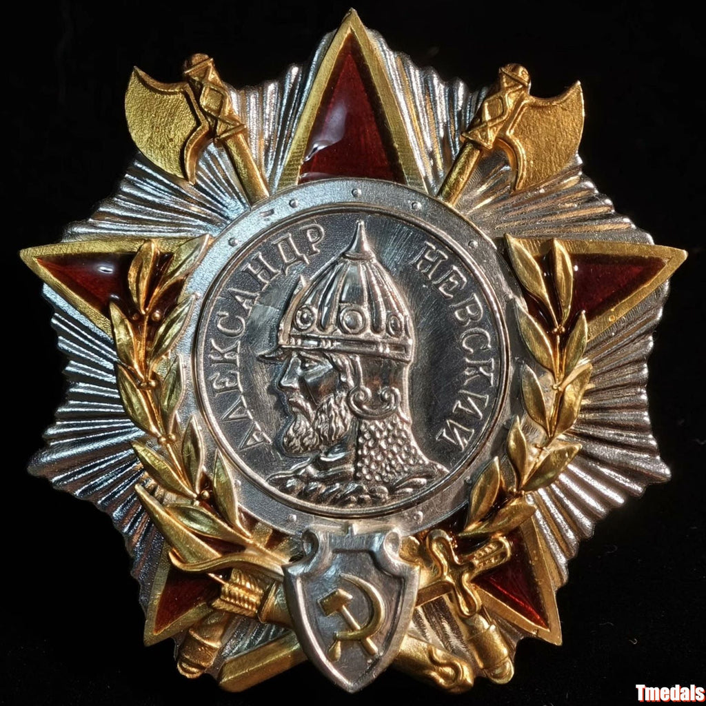 Order of Alexander Nevsky Medal – USSR WWII in 925 Silver + Real Enamel detail view 3