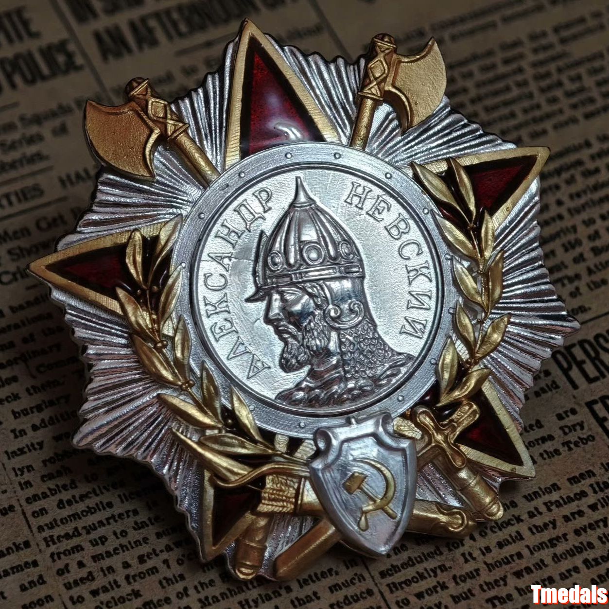Order of Alexander Nevsky Medal – USSR WWII in 925 Silver + Real Enamel detail view 4