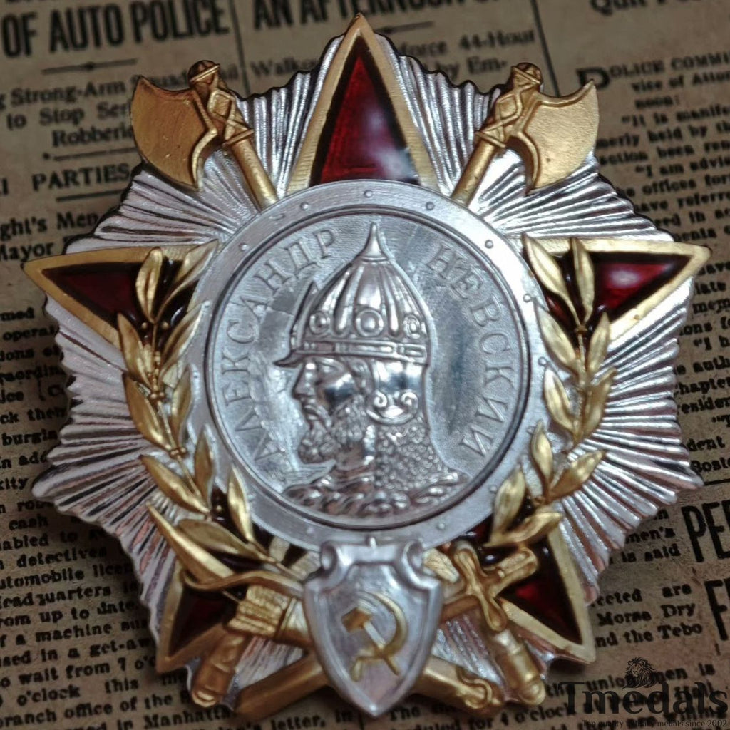 Order of Alexander Nevsky Medal – USSR WWII in 925 Silver + Real Enamel detail view 7