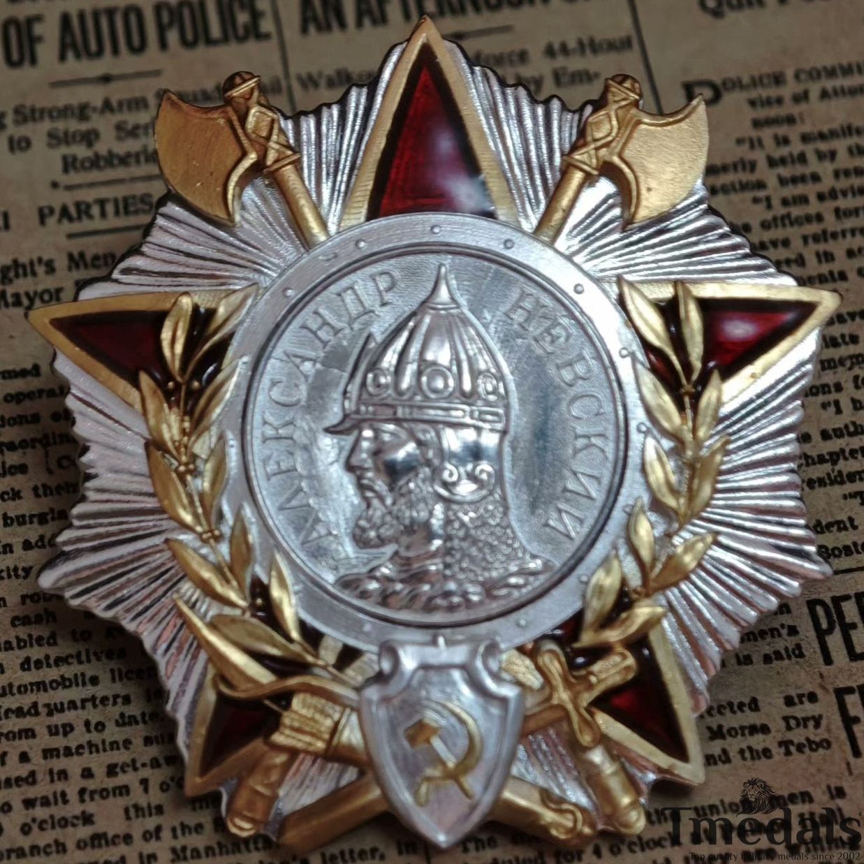 Order of Alexander Nevsky Medal – USSR WWII in 925 Silver + Real Enamel detail view 7
