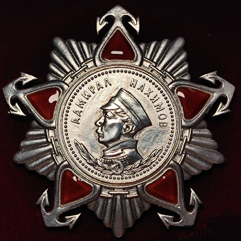 Order of Nakhimov USSR Medal – 925 Silver & Hard Enamel – Soviet Union detail view 3