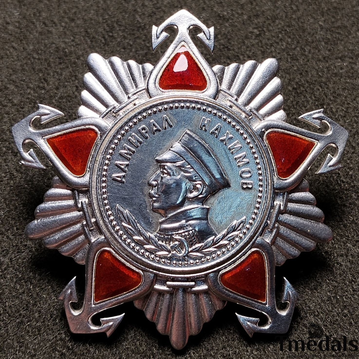 Order of Nakhimov USSR Medal – 925 Silver & Hard Enamel – Soviet Union detail view 4