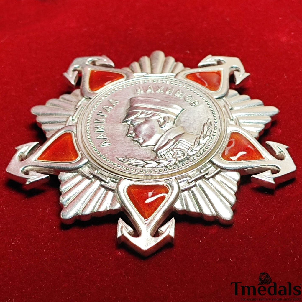 Order of Nakhimov USSR Medal – 925 Silver & Hard Enamel – Soviet Union detail view 5
