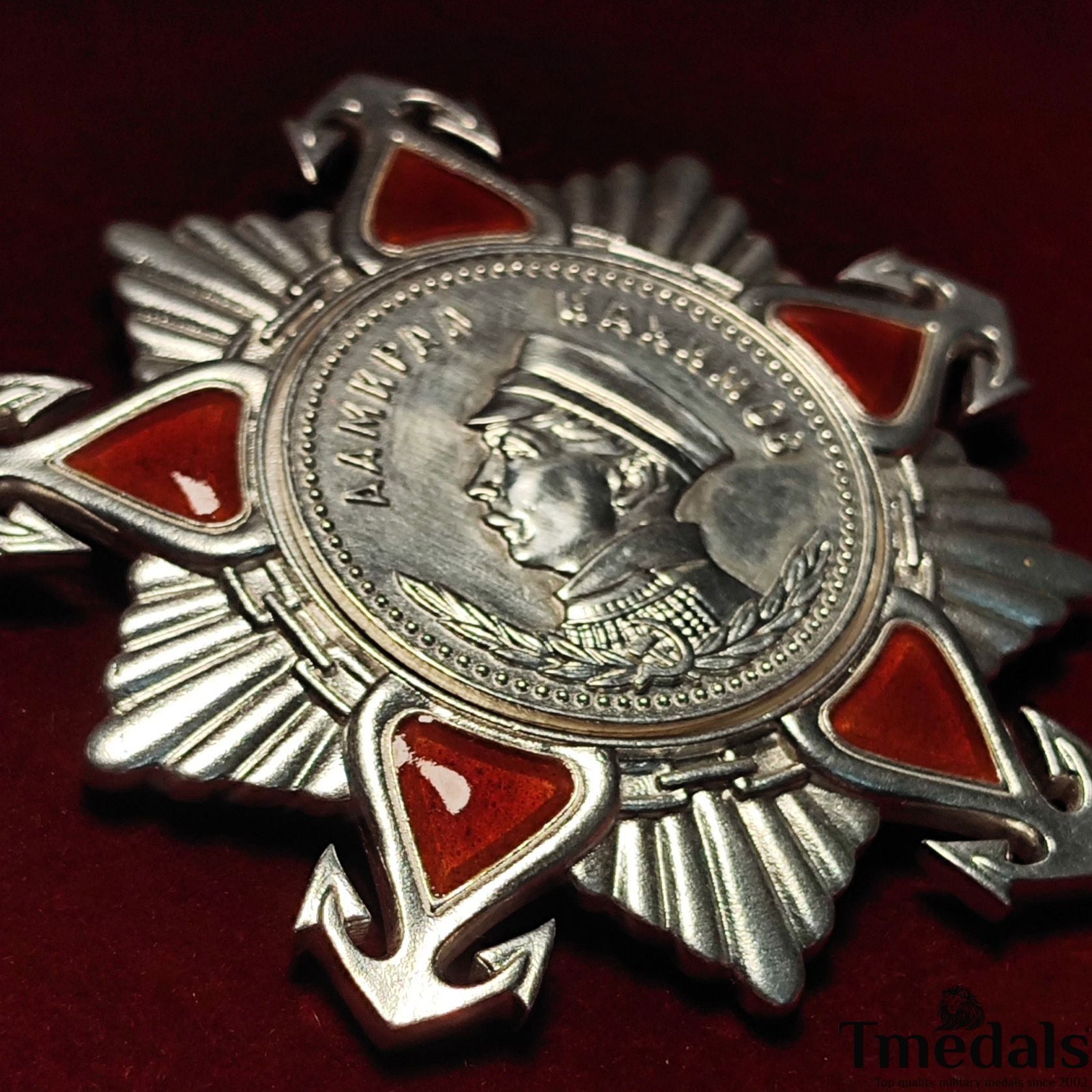 Order of Nakhimov USSR Medal – 925 Silver & Hard Enamel – Soviet Union detail view 6