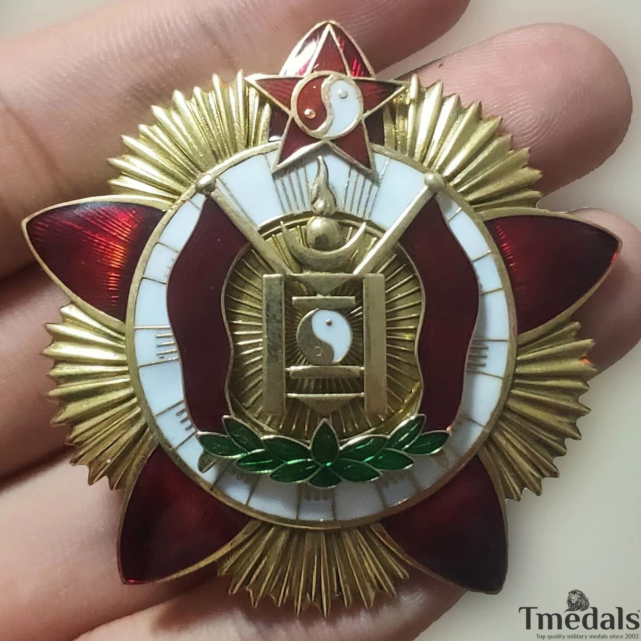 Mongolian Order of the Red Banner of Military Valour 925 Silver 24K gilt replica