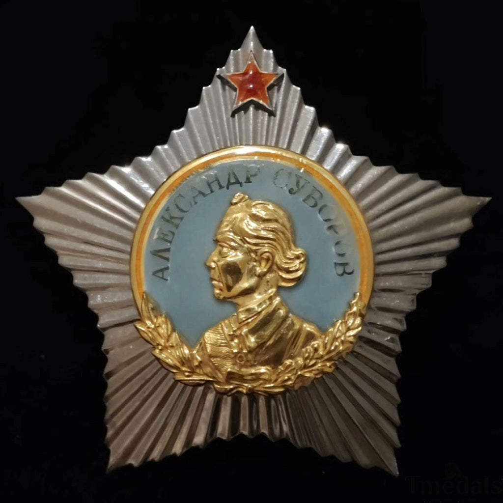 Soviet Order of Suvorov 1st Class Medal-925 Silver 24K Gilt Enamel detail view 6