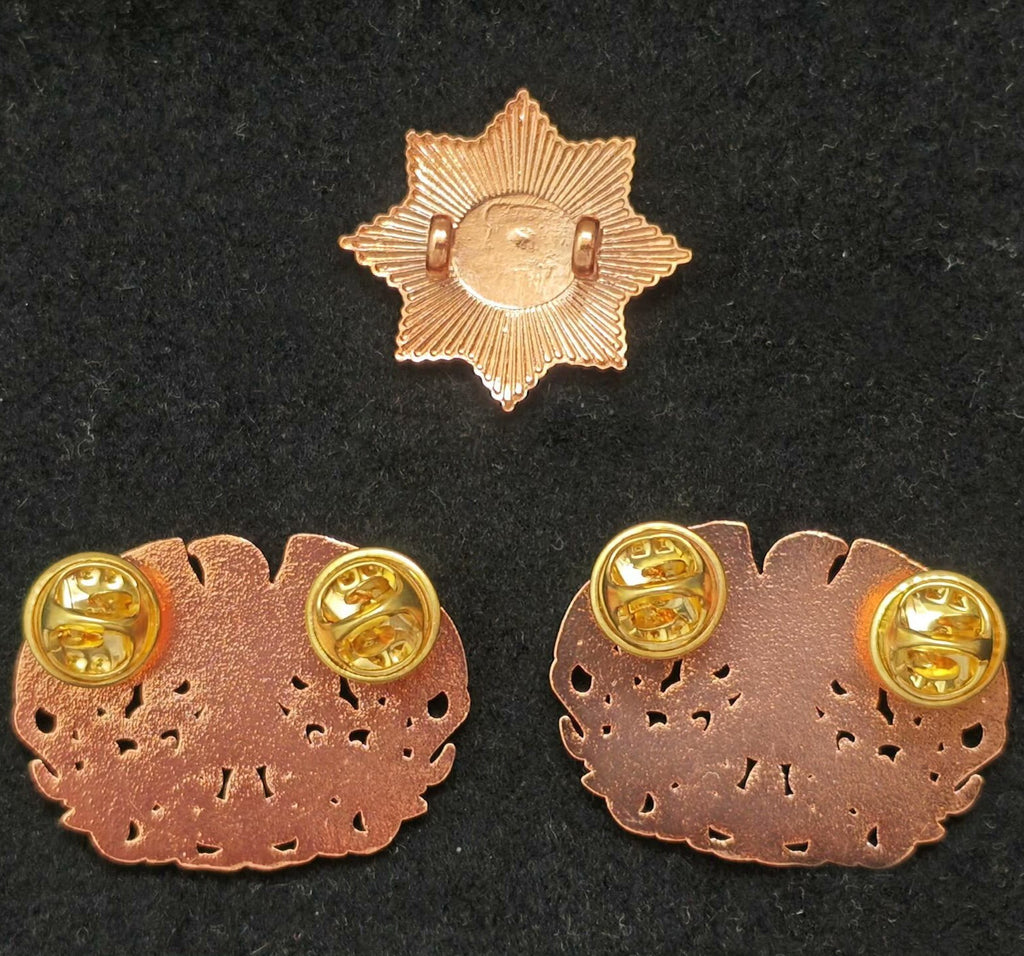 Chinese Qing Imperial Guard Cap Badge & Eagle Collar Insignia Set (3) detail view 11