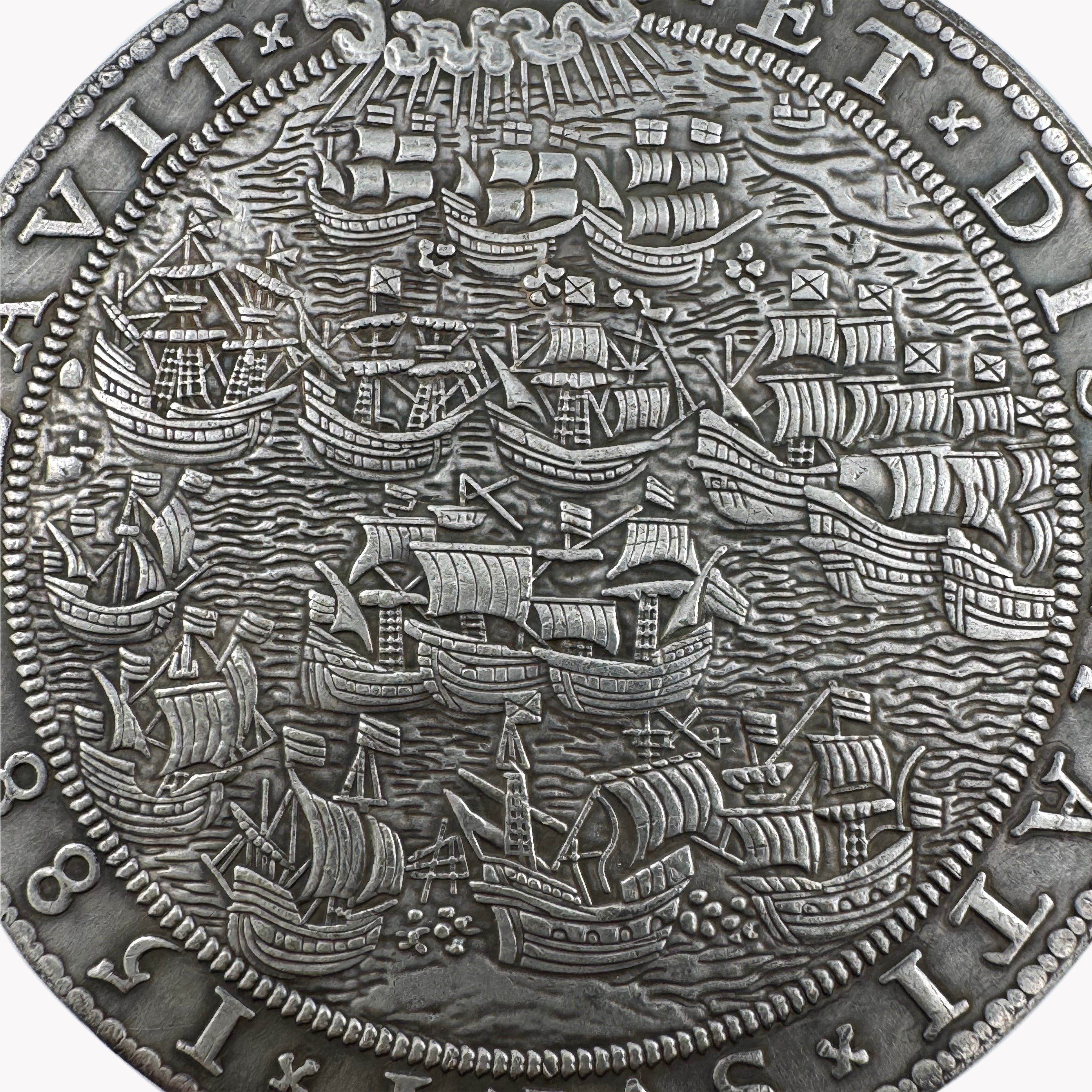Elizabeth I Defeat of the Spanish Armada Medal 1588 UK Medal Coin detail view 11