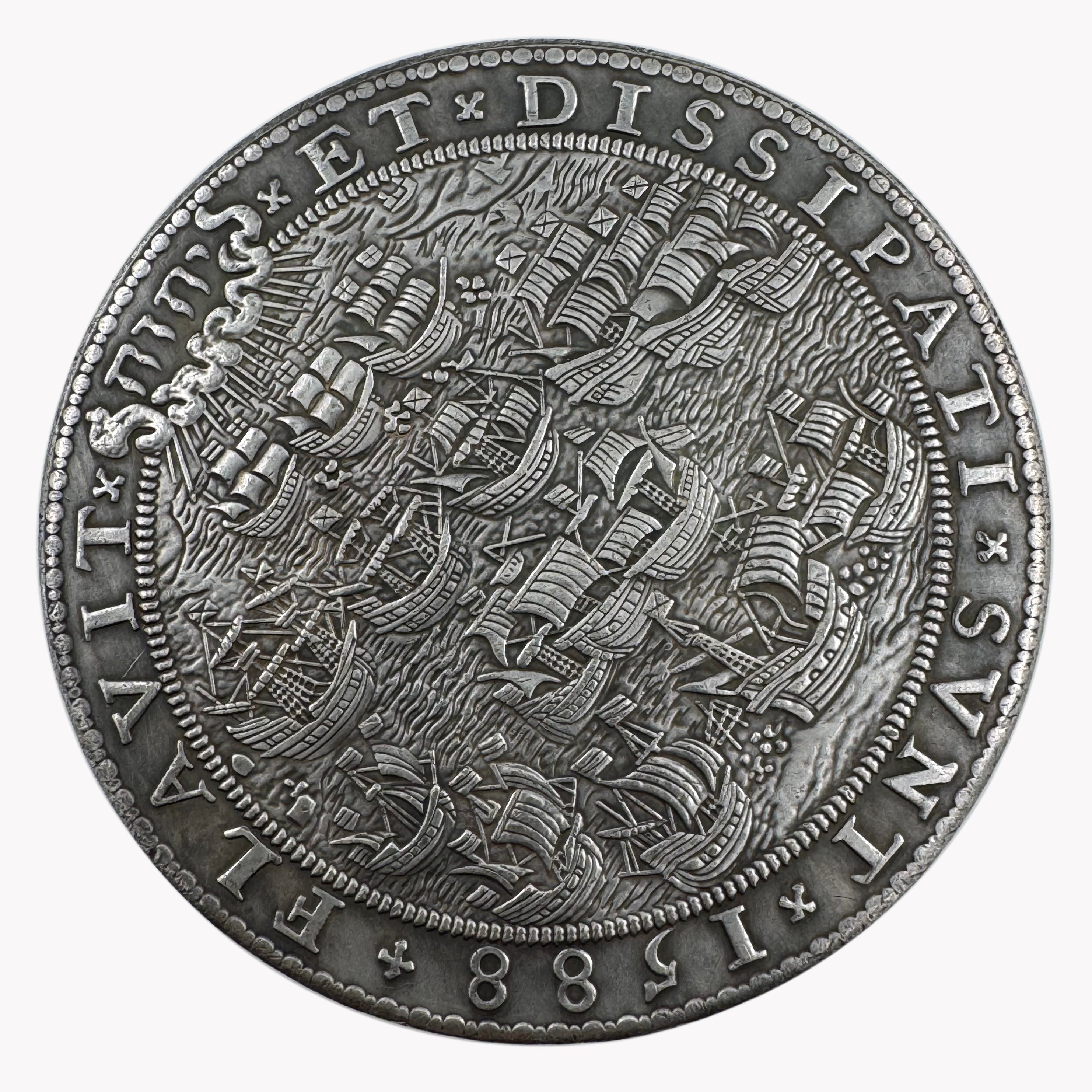 Elizabeth I Defeat of the Spanish Armada Medal 1588 UK Medal Coin detail view 9