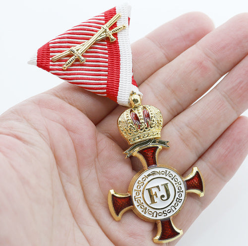 Austro-Hungarian Golden Cross of Merit with Crown 1849 FJ with Swords detail view 2