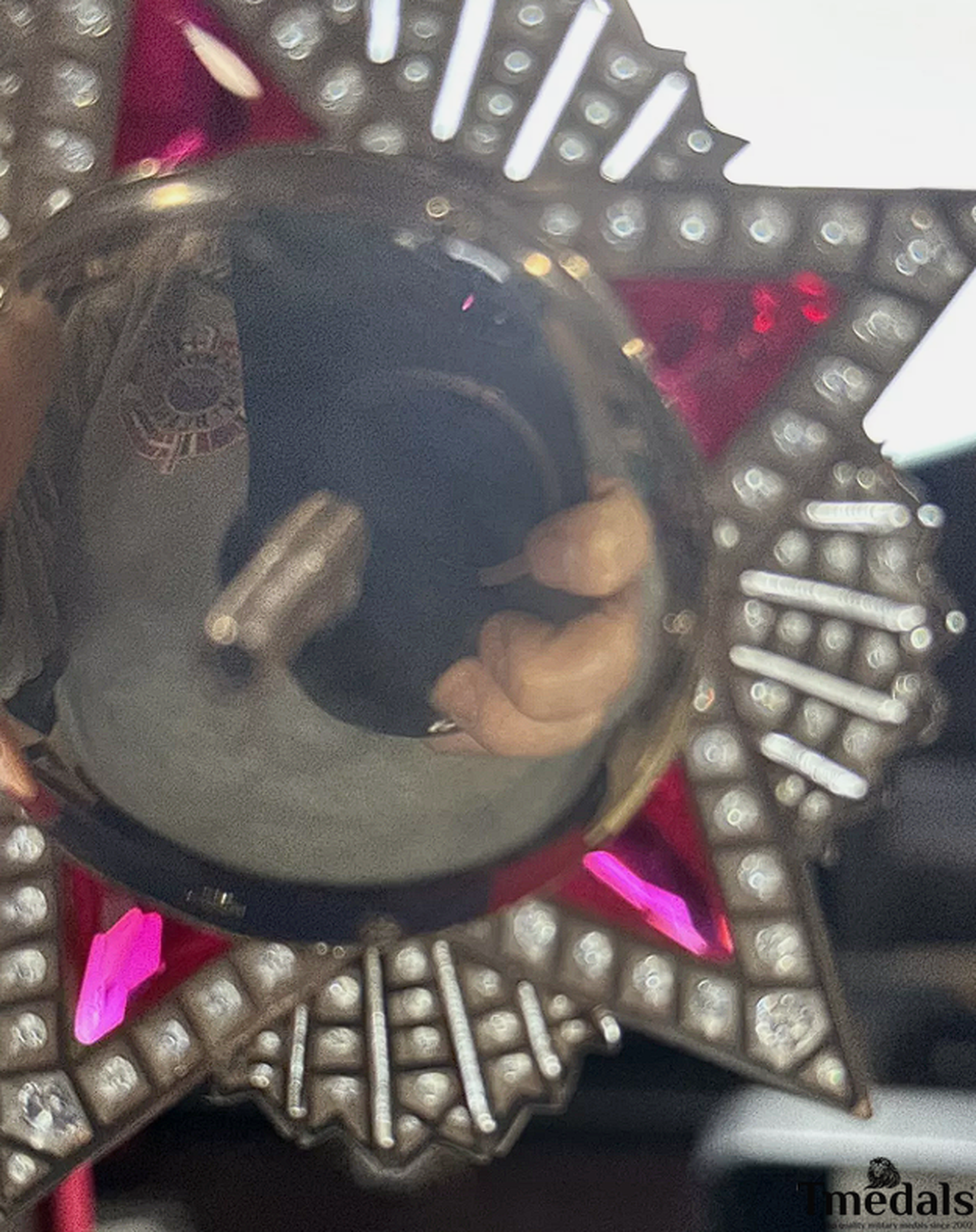 USSR Order of Victory Medal 925 Silver Real Enamel Ruby Moissanite detail view 5