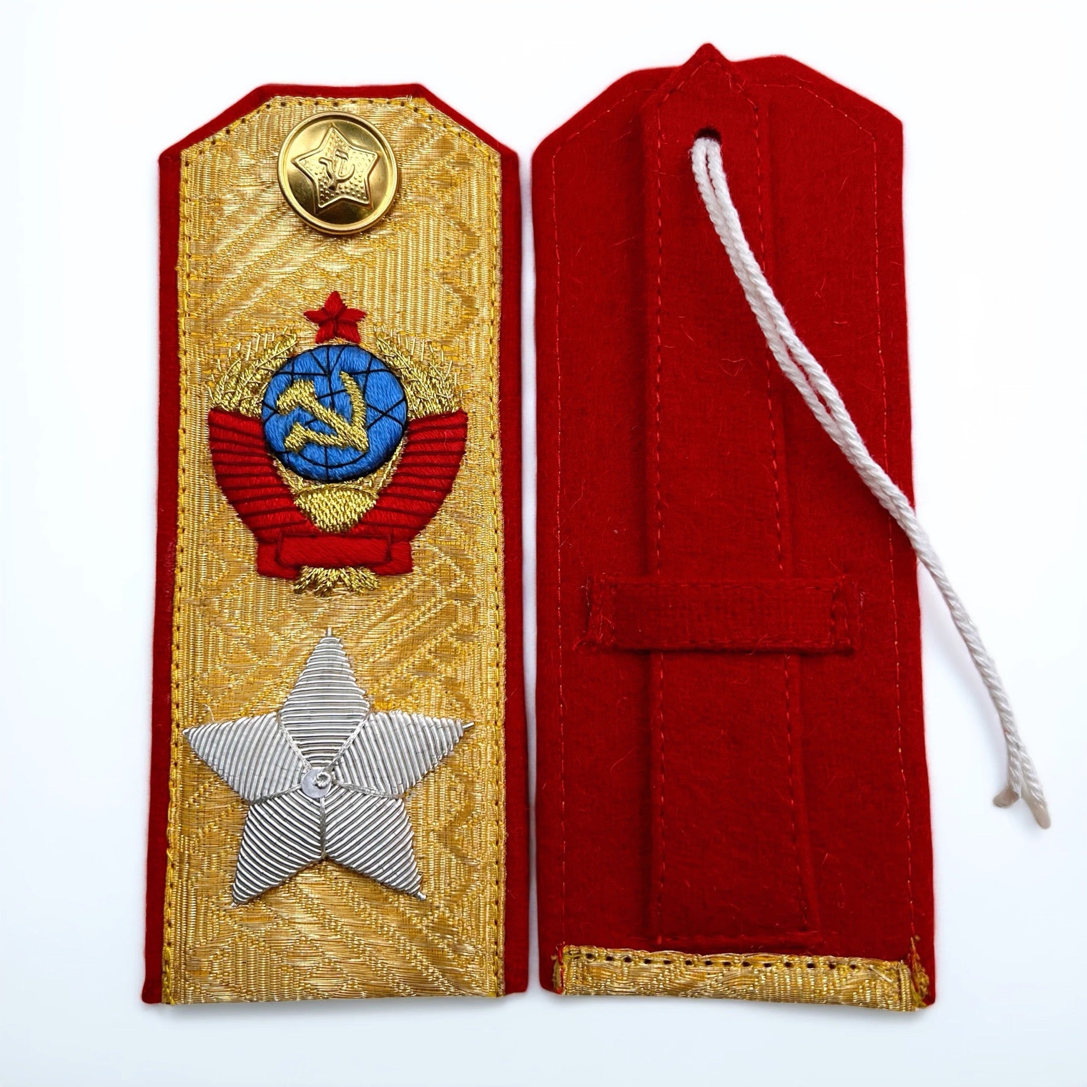 Soviet USSR Marshal of the Soviet Union Shoulder Boards with Button & Tie detail view 2