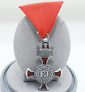 Austro-Hungarian Silver Cross of Merit with Crown 1849 FJ, Red Ribbon reproduction
