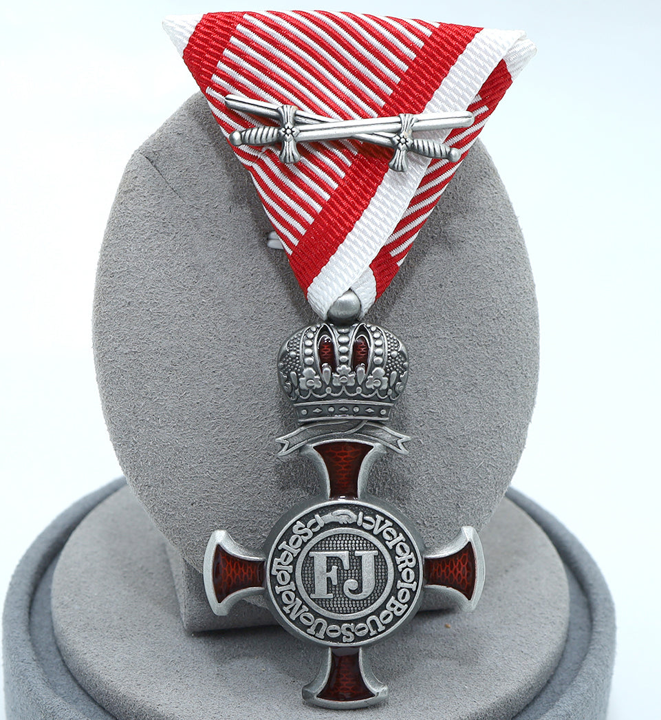 Austria-Hungary Silver Cross of Merit Crown 1849 FJ with Swords reproduction
