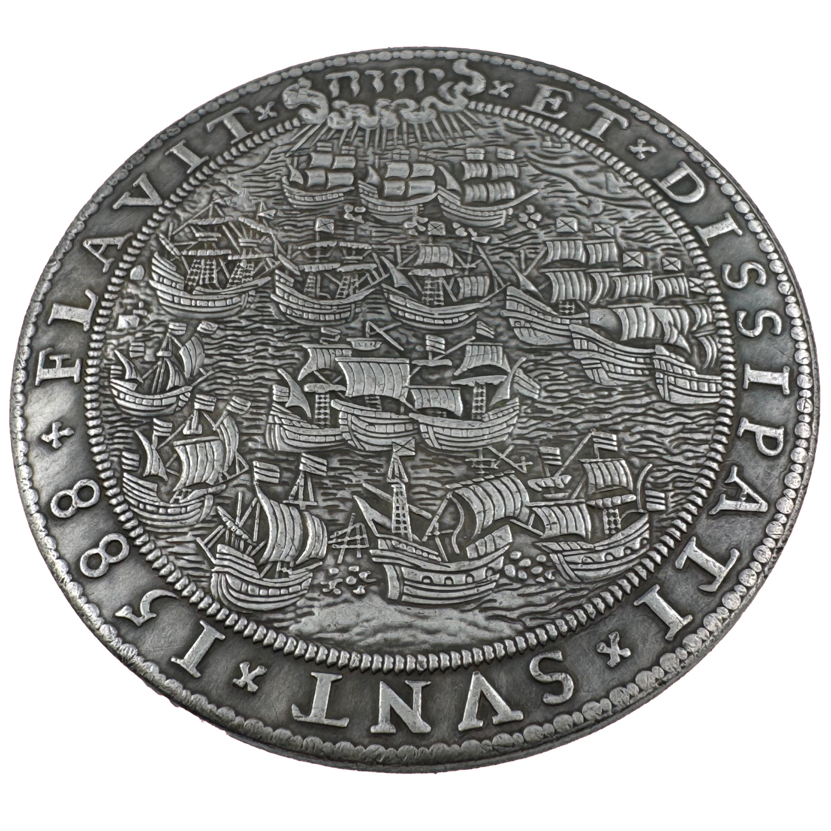 Elizabeth I Defeat of the Spanish Armada Medal 1588 UK Medal Coin detail view 4
